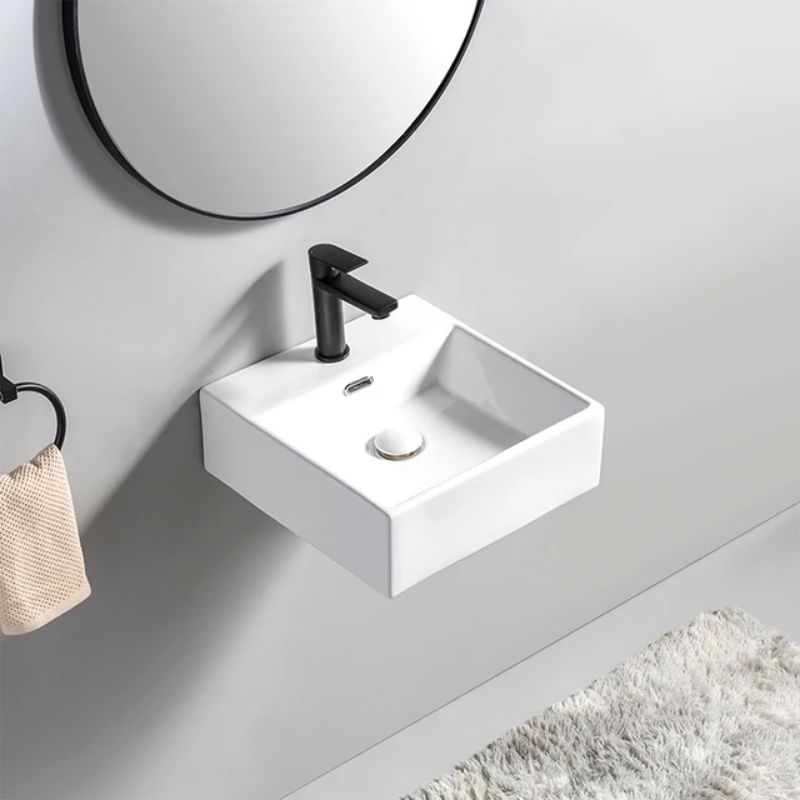 Wastafel keramik kotak JAYCO 2027 komplit alat