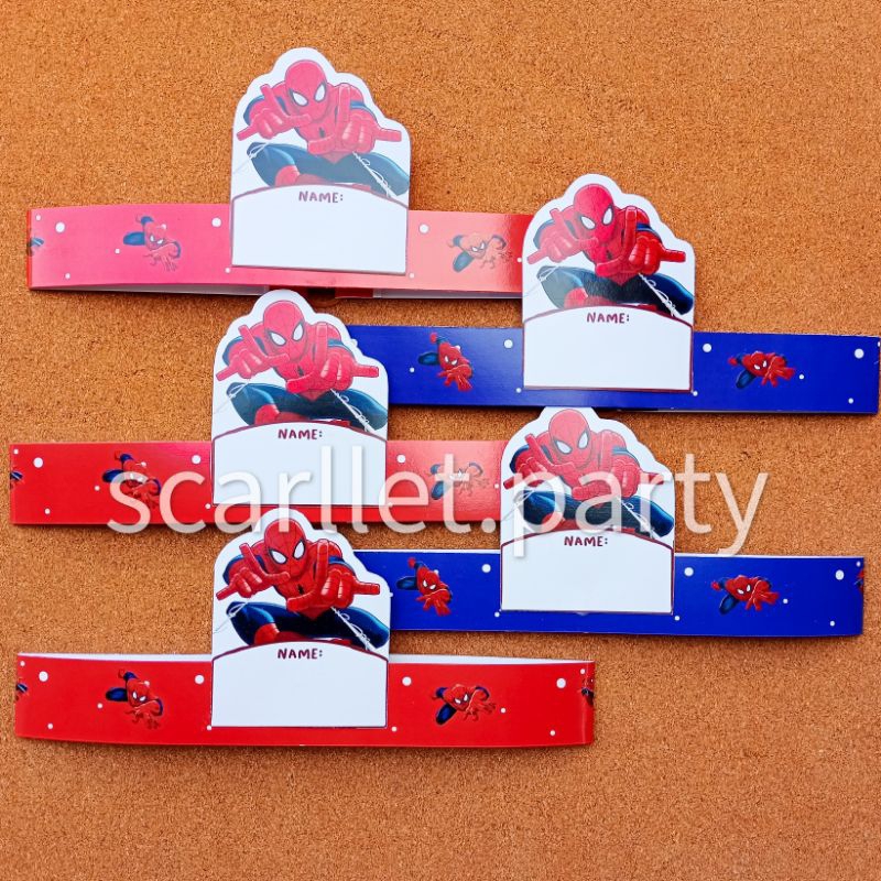 TOPI SPIDERMAN ISI 10 PCS AVENGERS TOPI ULTAH ULANG TAHUN IRONMAN MARVEL TOPI LINGKAR KARTON HAPPY B