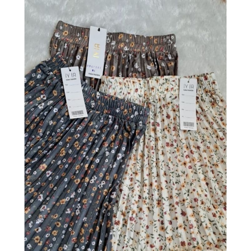 Rok Plisket Bunga/Rok Plisket Panjang/Rok Plisket