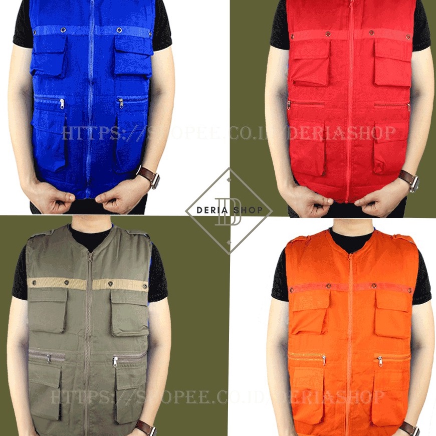 Harga Heboh Rompi Pria Safety Casual Bahan Drill Polos Anti Angin Dewasa Anak Jaket Motor Tactical O