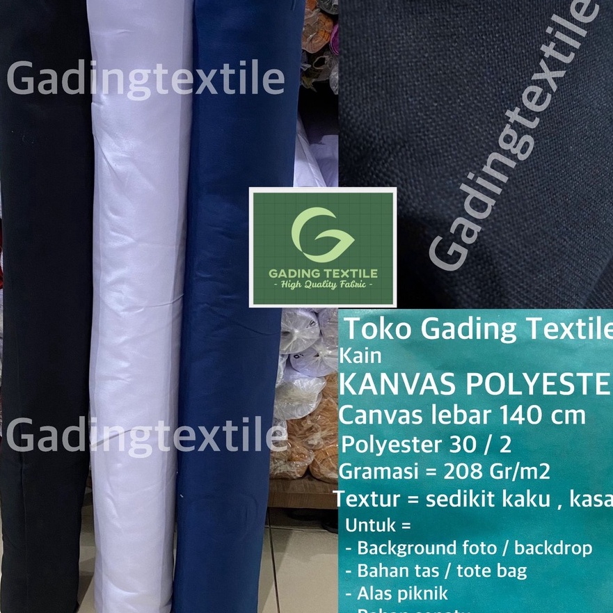 HOT SALE  per setengah meter  kain KANVAS POLYESTER canvas PE warna hitam biru navy putih lebar 14 c