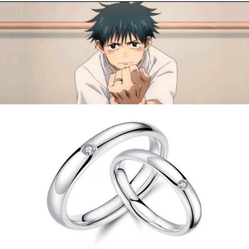 Cincin Couple titanium stainles stell 2pc cincin+ box love silver mata Yuta Jujutsu Kaisen Ring Anim
