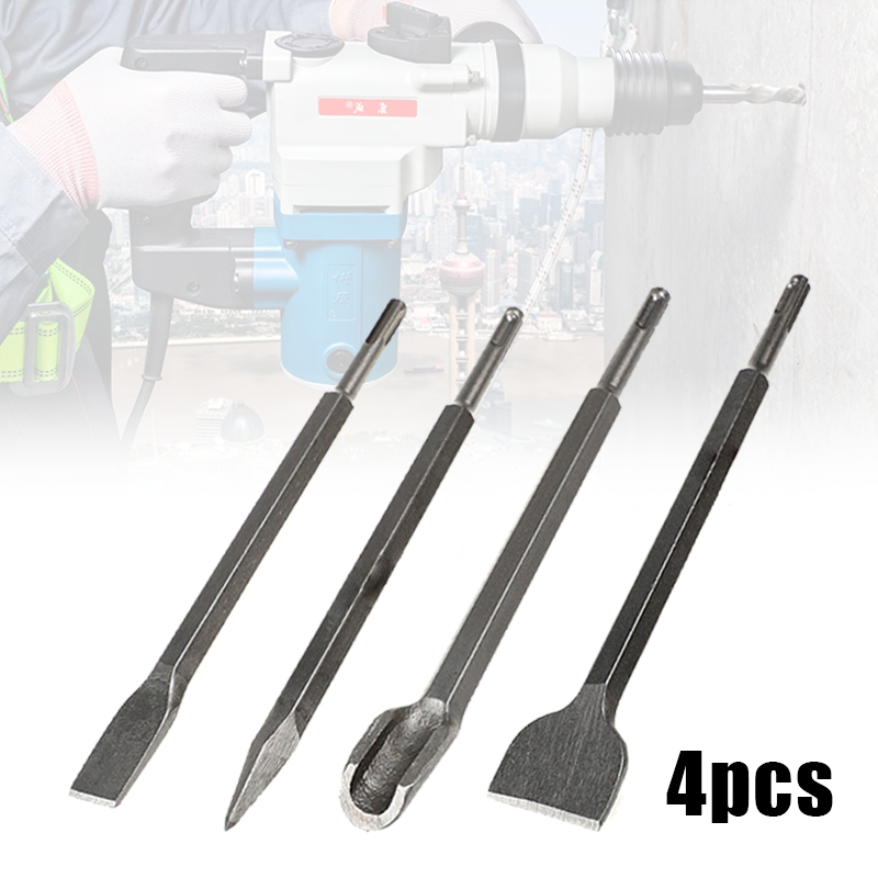 4pcs Mata Bor Sds Plus Bobok Beton Sds Pahat Flat Chisel Bobok Beton Tembok Mata Bor Tembok Beton