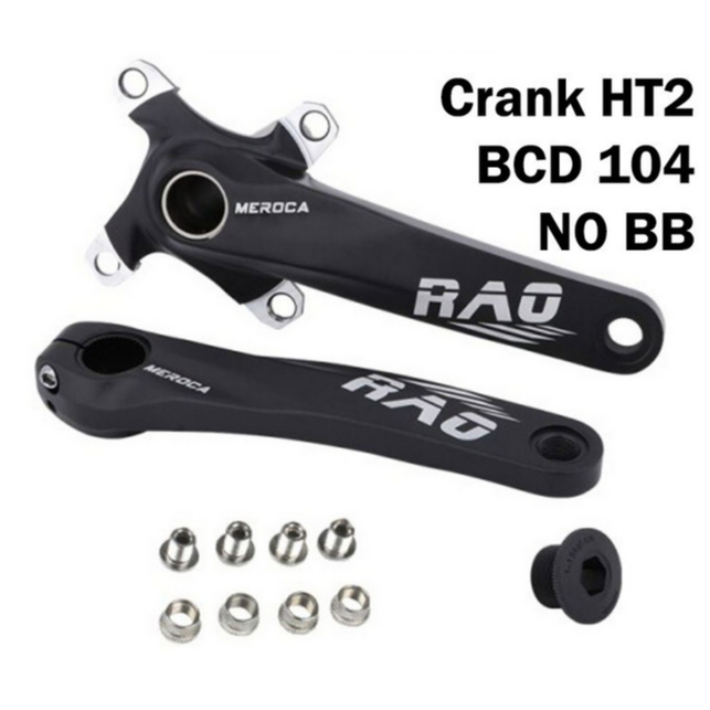 Meroca Rao Crankset Tanpa BB HT2 Crank Set Hollowtech BCD 104 Hitam