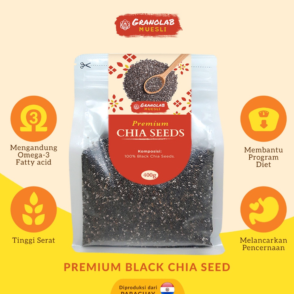 

PRODUK BGKBP Premium Black Chia Seed Chiaseed Paraguay Granolab Muesli H8Y