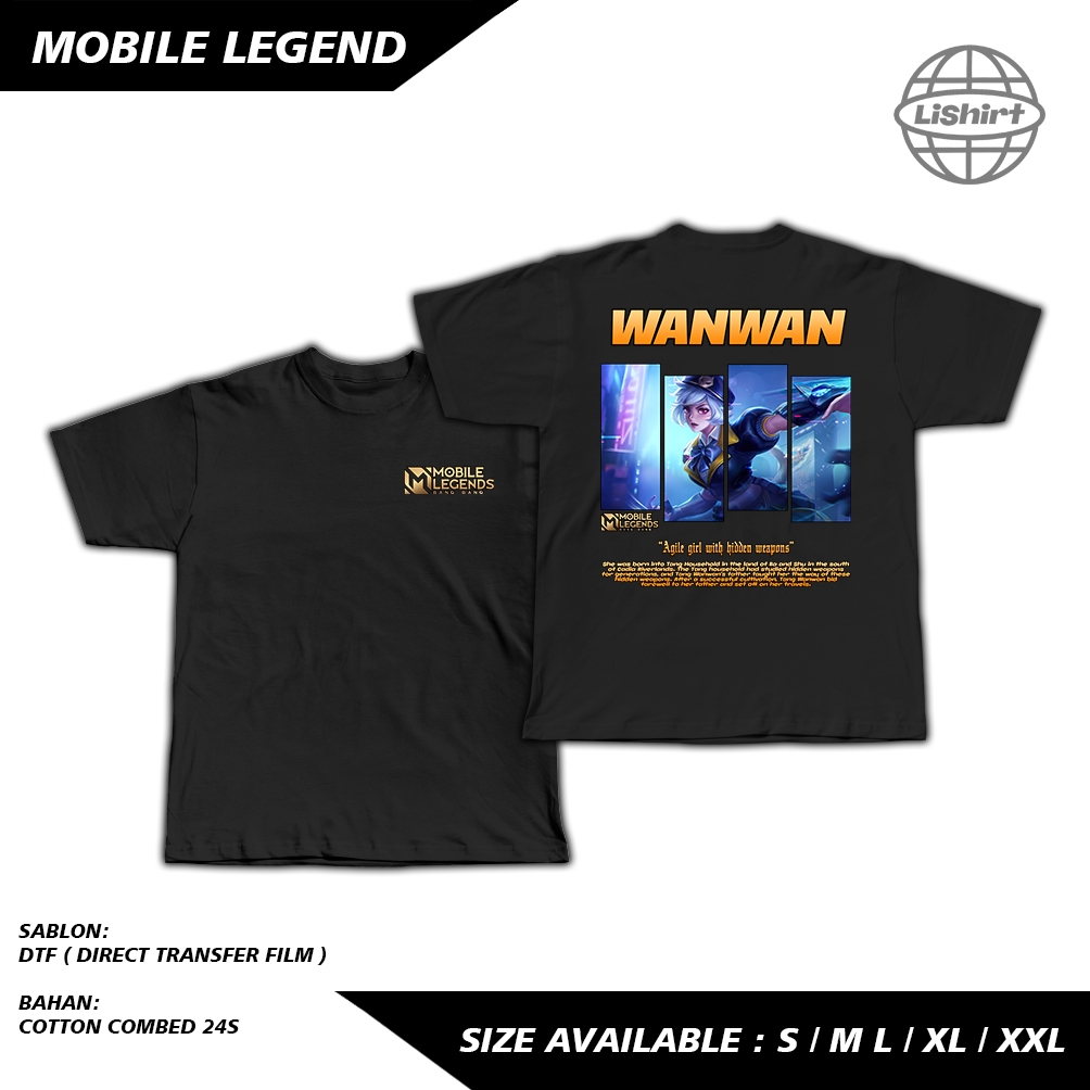 KAOS MOBILE LEGEND HERO WANWAN - KAOS DISTRO - KAOS COTTON COMBED 24s NYAMAN DAN ADEM SABLON PREMIUM