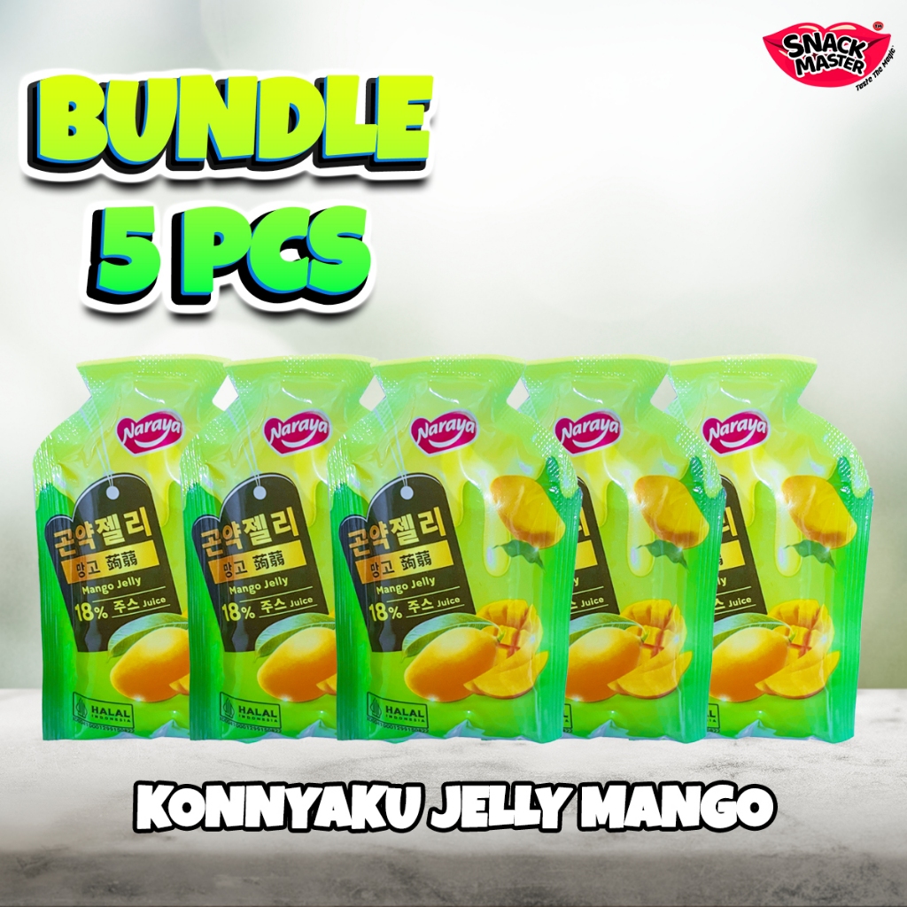 

[BUNDLE HEMAT ] Naraya 5 pcs Camilan Manis Konnyaku Jelly Manggo /Blueberry/lychee