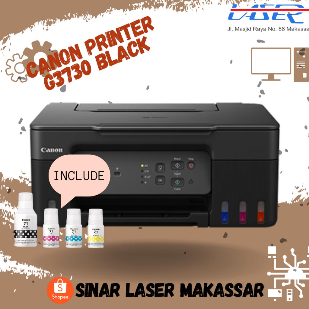 PRINTER CANON G3730 MULTIFUNGSI PRINT SCAN COPY WIFI GARANSI RESMI ORIGINAL