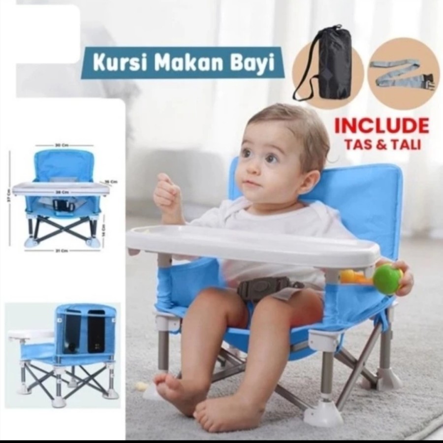 Kursi Makan Bayi Balita Portable Lipat Bangku Tempat Duduk Anak Mainan Main Baby Chair Tas Tali Seat