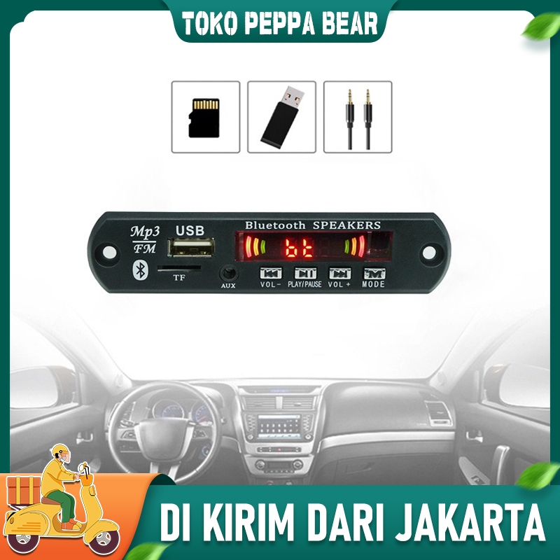 Bluetooth Mp3 Kit Modul AUX Fm Ridio Papan Dekoder Pemutar MP3 Mobil, Papan Dekoder Pemutar MP3 Blue