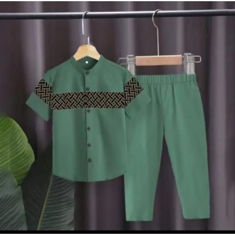 setelan baju Koko anak usia 1-10-tahun// baju muslim Koko batik model baru