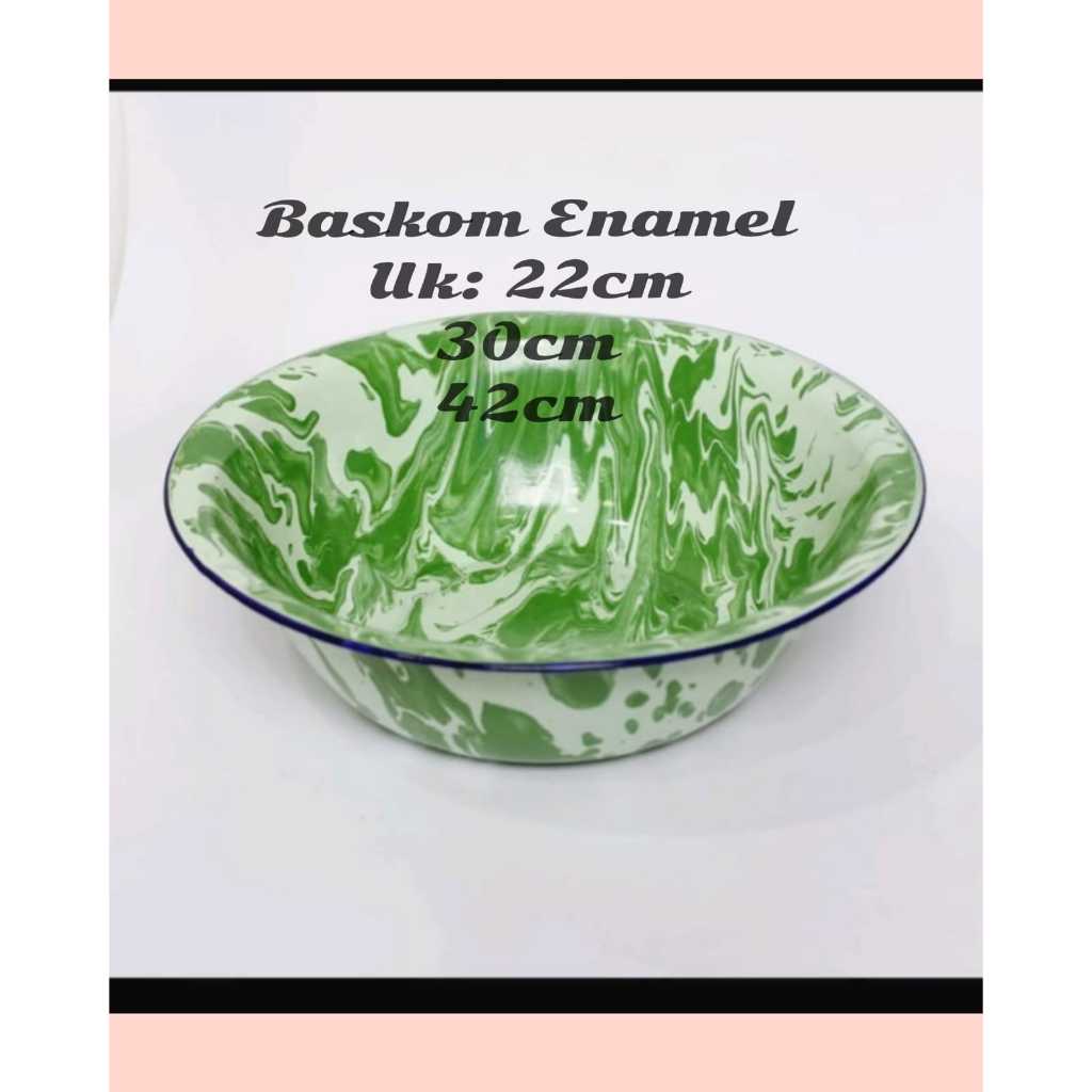 Baskom Enamel/ Baskom Aluminum/ Baskom Mangkok Enamel Loreng/ Mangkok Bakso Jadul