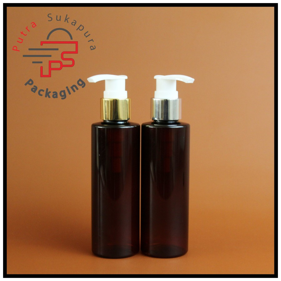 Botol pump 150ml rf amber/botol pump lotion 150ml/pump alumunium