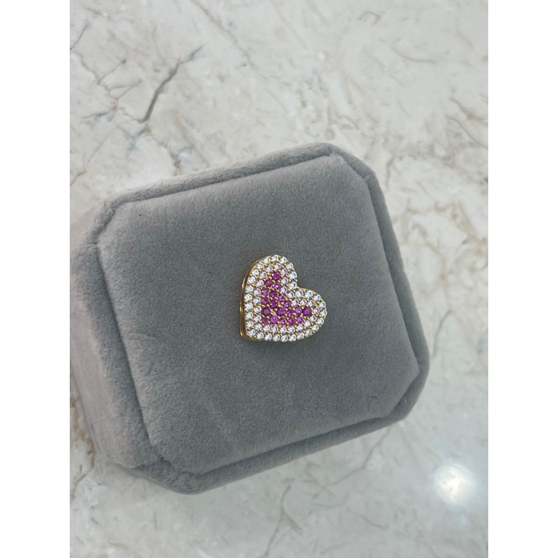 Liontin Hati Permata Warna Emas Asli Elegan hadiah pacar love pink