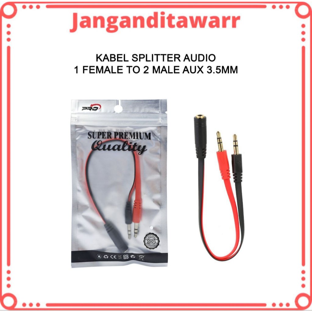 Kabel Splitter Audio 1 Female To 2 Male AUX 3.5mm Kabel adapter audio splitter jack 3.5mm aux 1 male