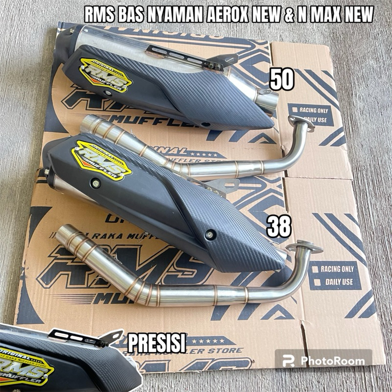 knalpot rms muffler rb1 rob1 aerox new n max new bas nyaman presisi inlet 38 & 50