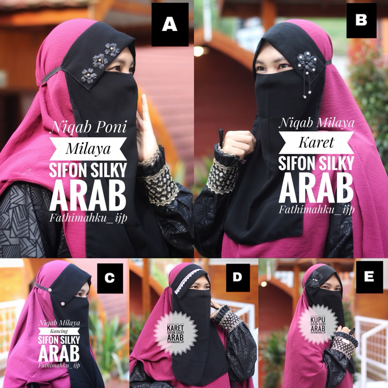 Paket niqab Murah Couple ibu dan anak/Cadar Niqab Sifon silky termurah/Niqob Hitam anak dan Ibu Best