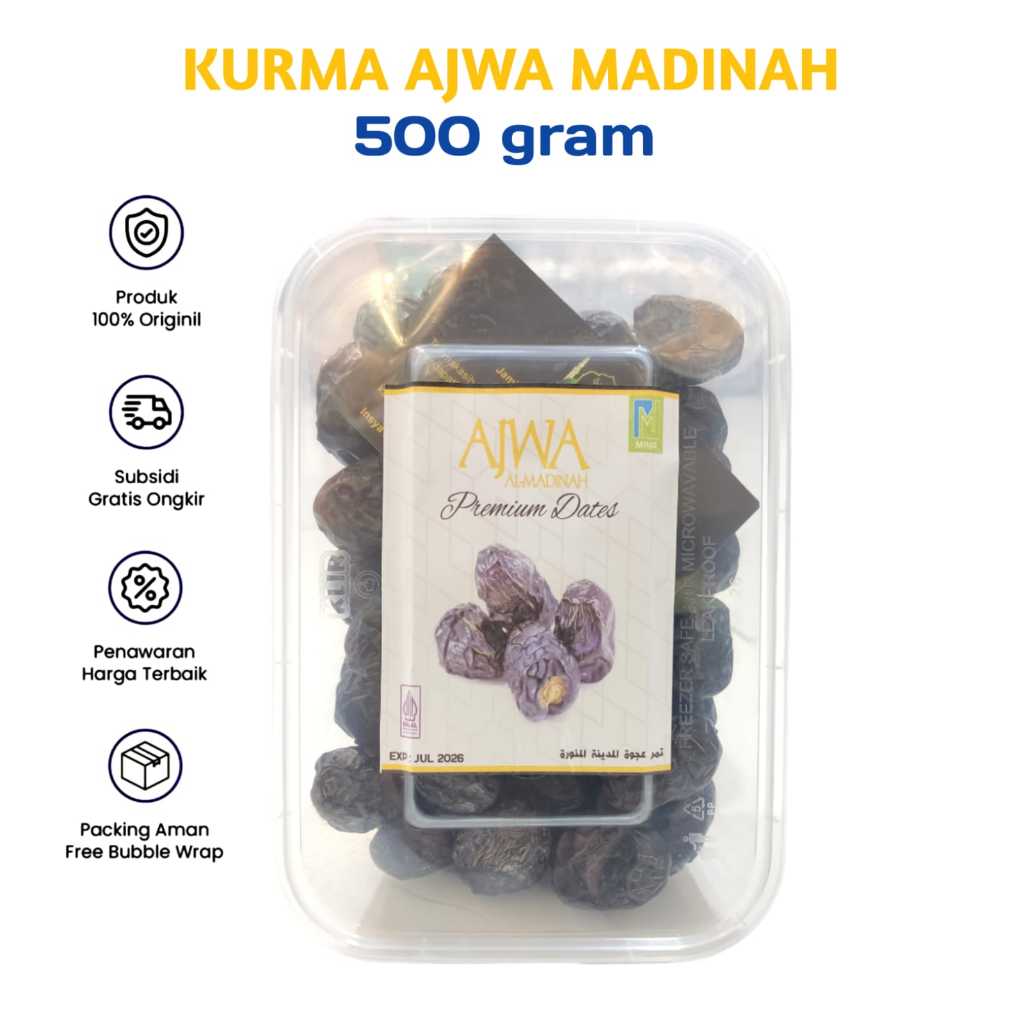 

Kurma Ajwa Madinah Premium 500gram I Kurma Nabi ASLI 100% Original