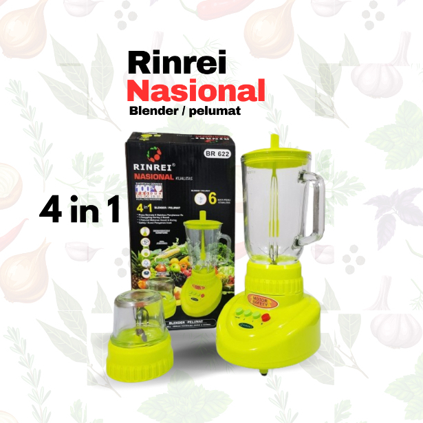 (BR-622) (BR-622 P) | Blender kaca 4 in 1 & Blender plastik 2 in 1 | 6 Mata Pisau Blender Pelumat Be
