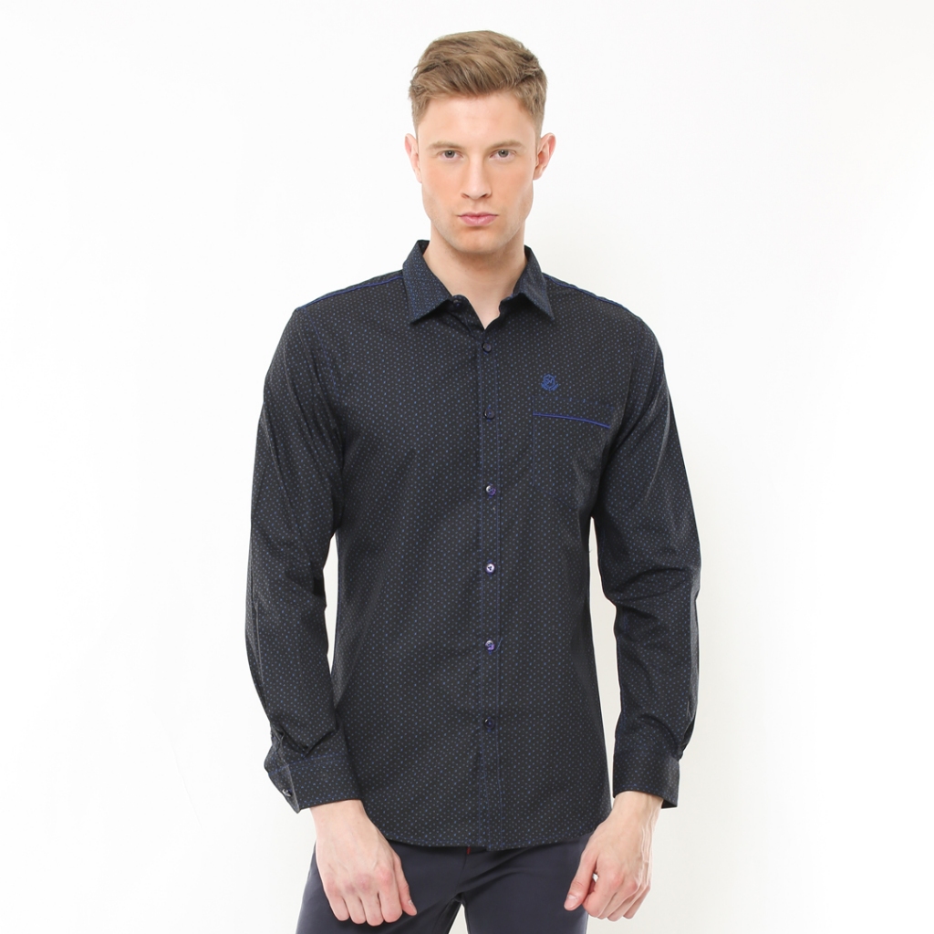 Johnwin - Kemeja Casual - Kemeja Pria - Kemeja Lengan Panjang - Motif - Slim Fit - ASH.670.K871.682.