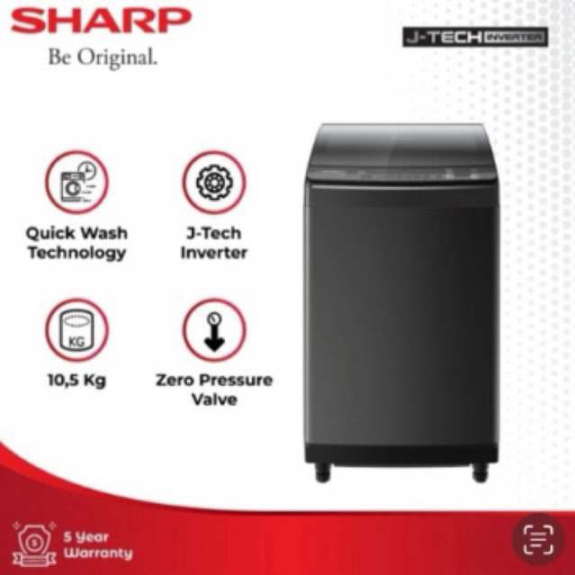 Mesin cuci Sharp 1 tabung 9.5 kg ES-M9500XT-SA