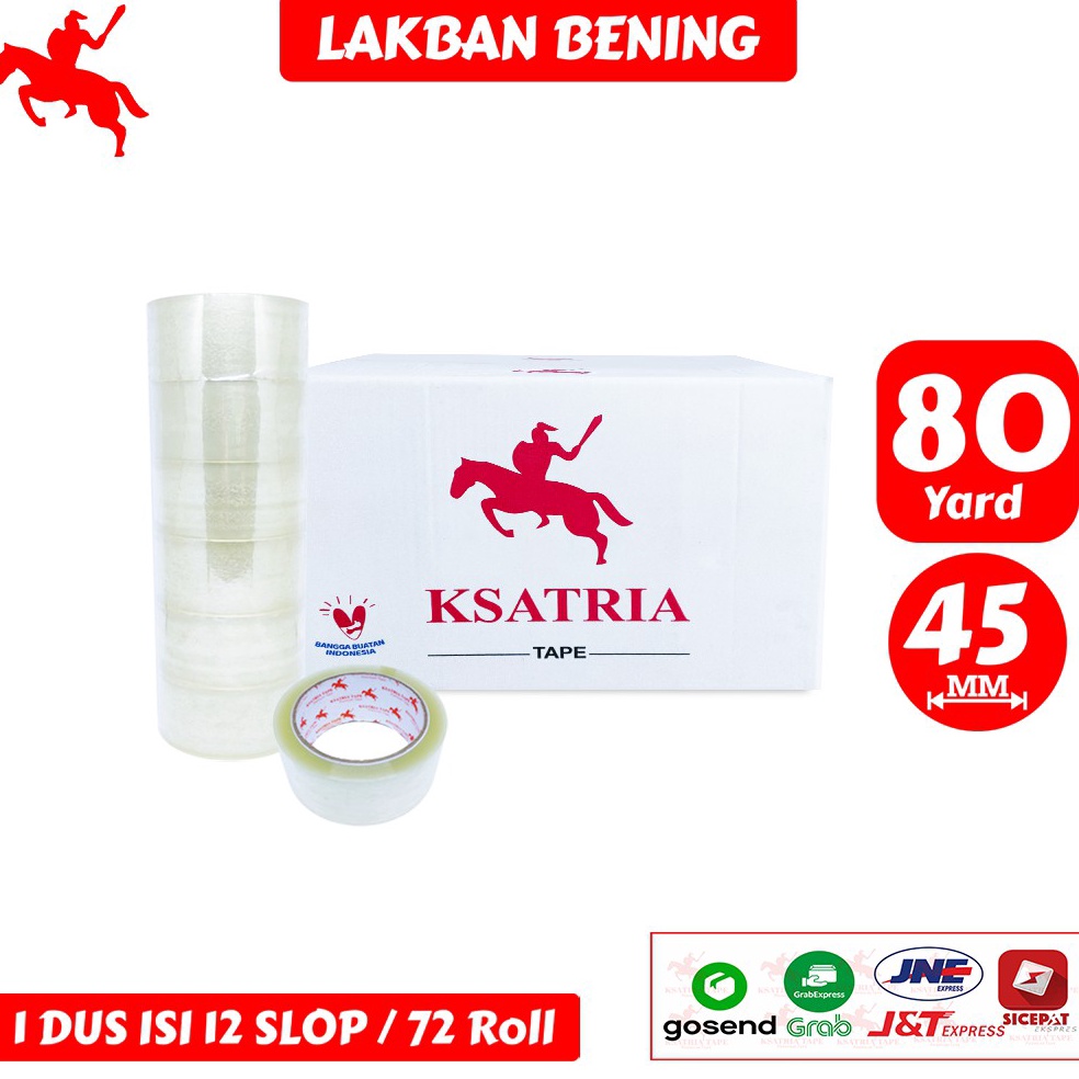 

KODE P28G Lakban OPP Tape Lakban Bening KSATRIA Tape 8 Yard 1 Dus