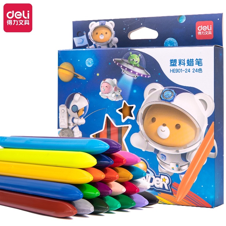 

KODE R74F Plastic Crayon Plastik Krayon 24 Warna DELI HE9124