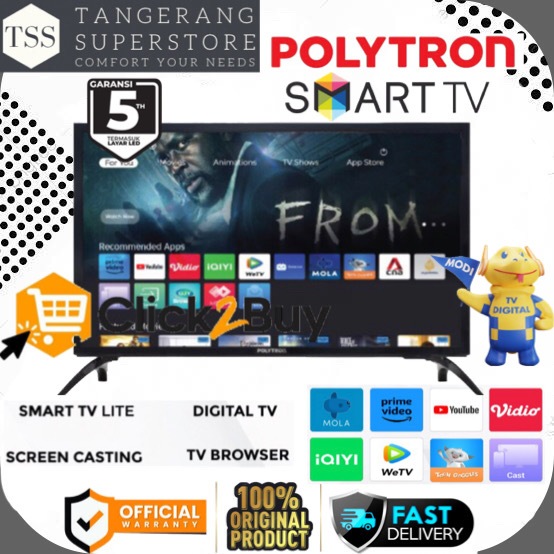 POLYTRON TV LED 24INCH PLD24CV1569 PLD 24CV 1569 DIGITAL TV EASY SMART TV LED WIFI HD YOUTUBE