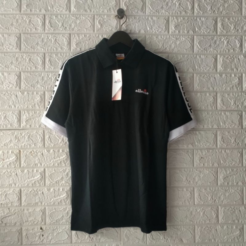 Kaos Baju Polo Shirt Ellese Taped Casual Free Sticker