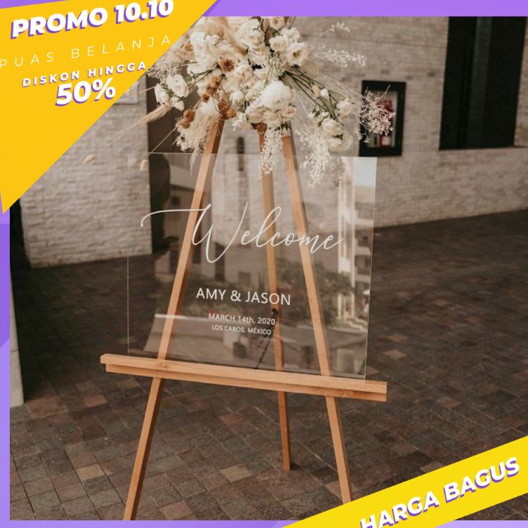 

KODE D14G STANDING KAYU JATI BLANDA 1cm EASEL LUKIS TRIPOD PENYANGGA AKRILIK WOODEN