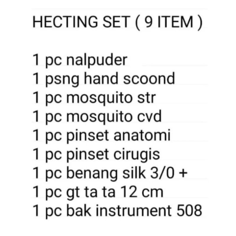 Hecting Set / Hekting Set / Alat Bedah Operasi Hecting set