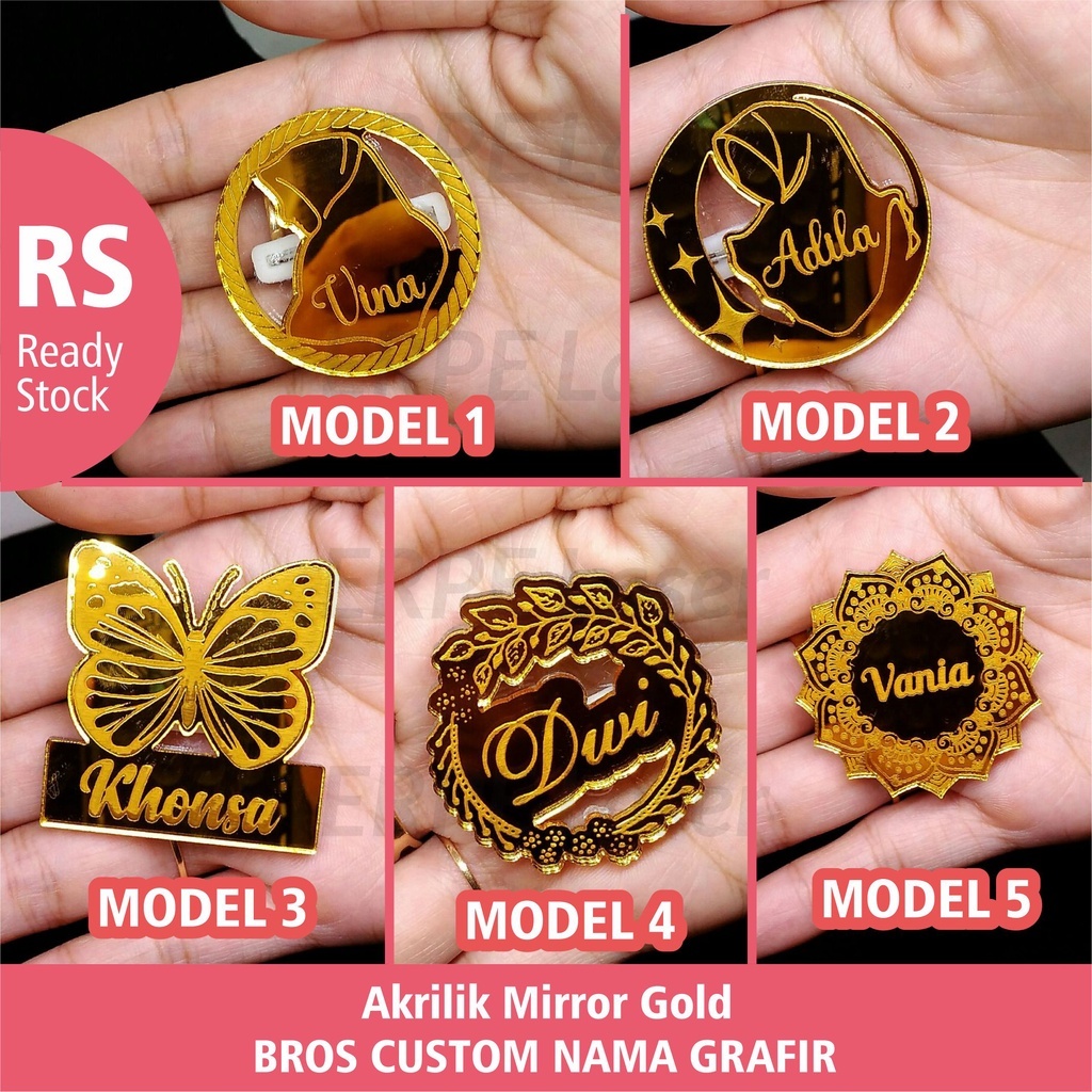 BROS AKRILIK GOLD CUSTOM NAMA | PIN BROSS HIJAB JILBAB