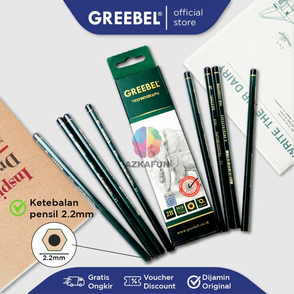 GREEBEL Pensil Pencil Kayu/Grafit/Graphite 2B 7018