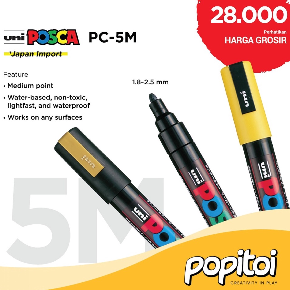 

Lagi murah UNI POSCA PC5M Paint Marker Medium Point Spidol warna warni PC 5M PC5M