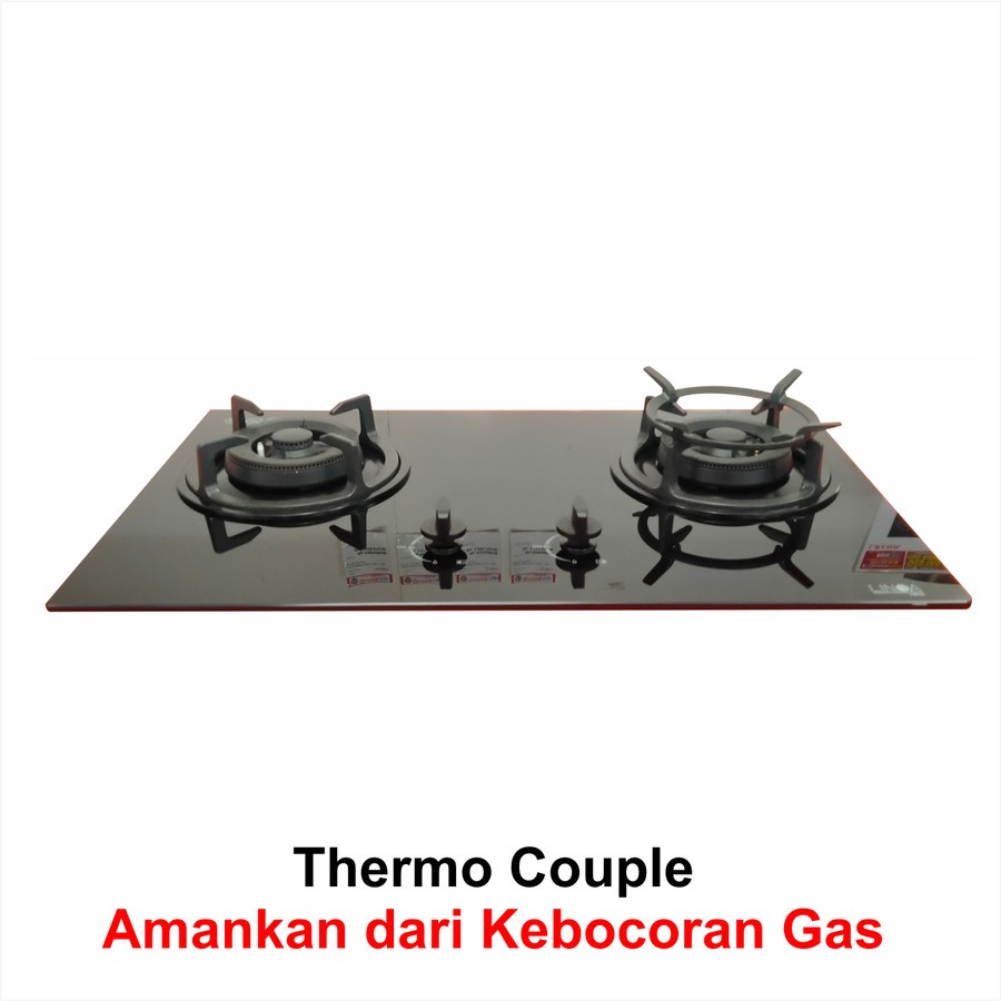 Kompor Tanam Gas LINEA GLI 73.2G Tempered Glass 2 Tungku (no box) NEW