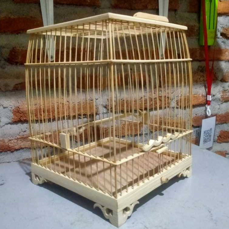 Sangkar Bambu Semi Ukir Ukuran 20 x 20 Cm / Kandang Cungkok Ukuran 20 X 20 semi ukir / Sangkar Kotak