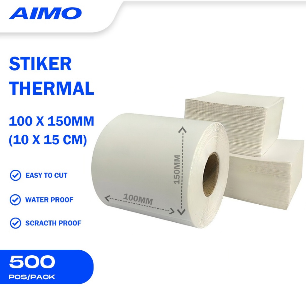 

Cuma satu hari AIMO Thermal Paper Label Sticker Barcode Lipat Roll 1 X 15mm A6 5pcs