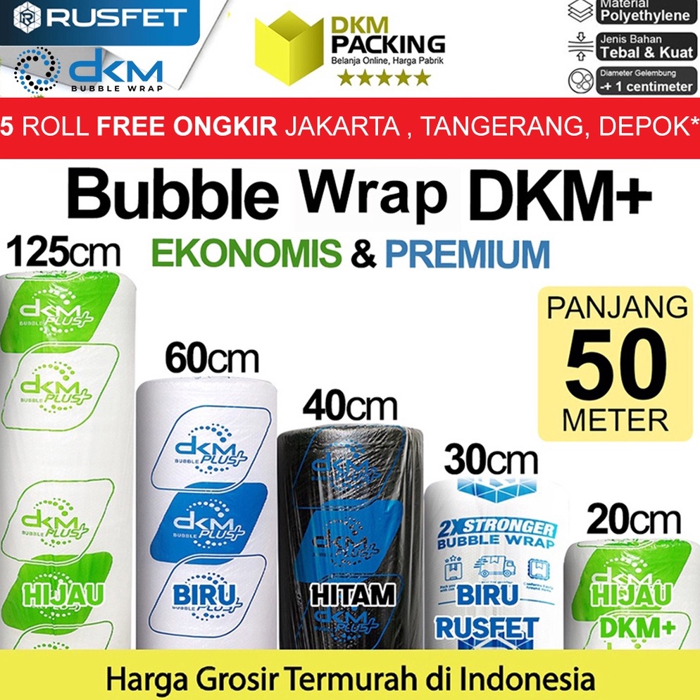 

Kualitas Terbaik Plastik Bubble Wrap 5Meter Bubblewrap DKM PLUS Bubble Packing PREMIUM EKONOMIS ROLL