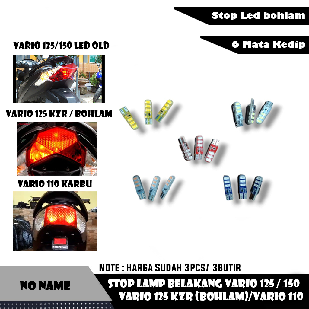 [Kedip] Lampu Stop Lamp / Lampu Stop Belakang T10 Jelly Kedip 3Pcs / 3 Butir Vario 125 / 150 Led Old