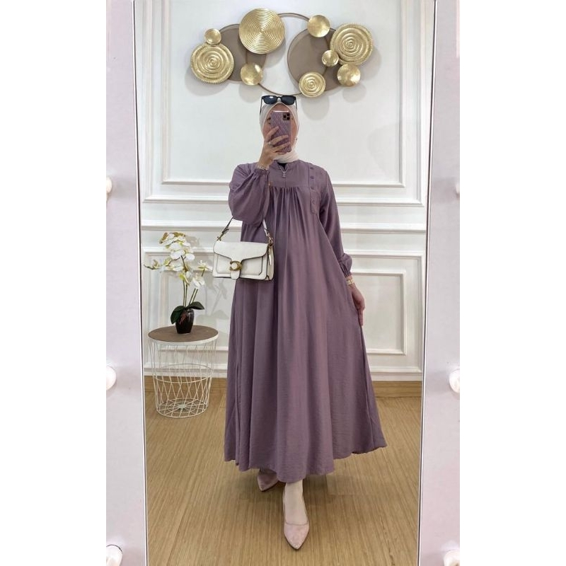 DRES Mazaya dress polo linen polos premium | gamis jumbo ld 110 kekinian viral terbaru murah konveks