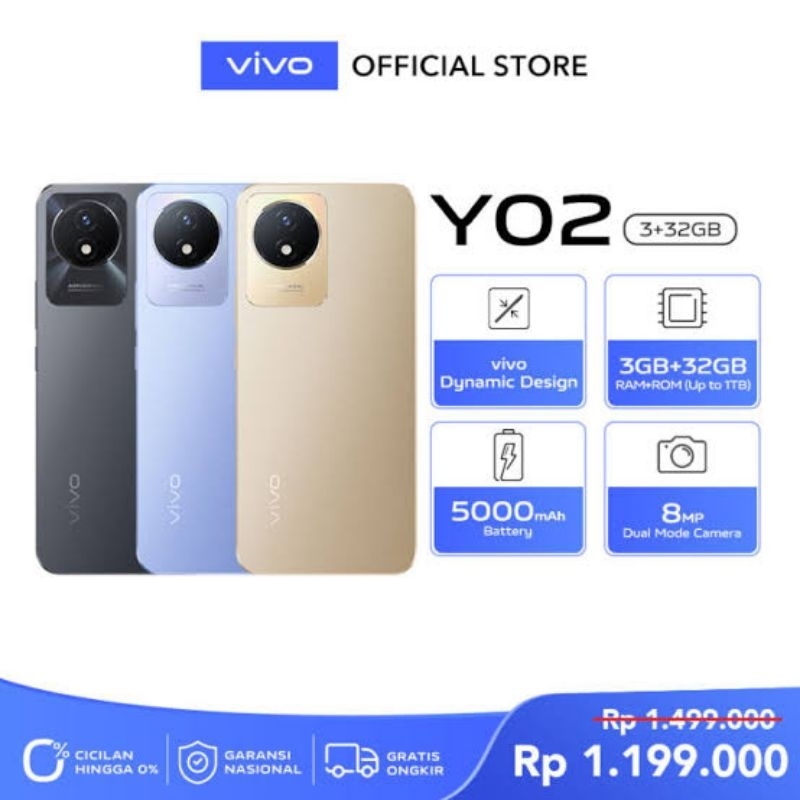 VIVO Y02 RAM 3/32 GB Y02T RAM 4/64 GB