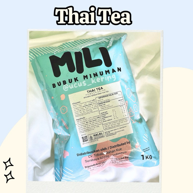 

BUBUK MILI THAI TEA KEMASAN 1 KG / POWDER DRINK
