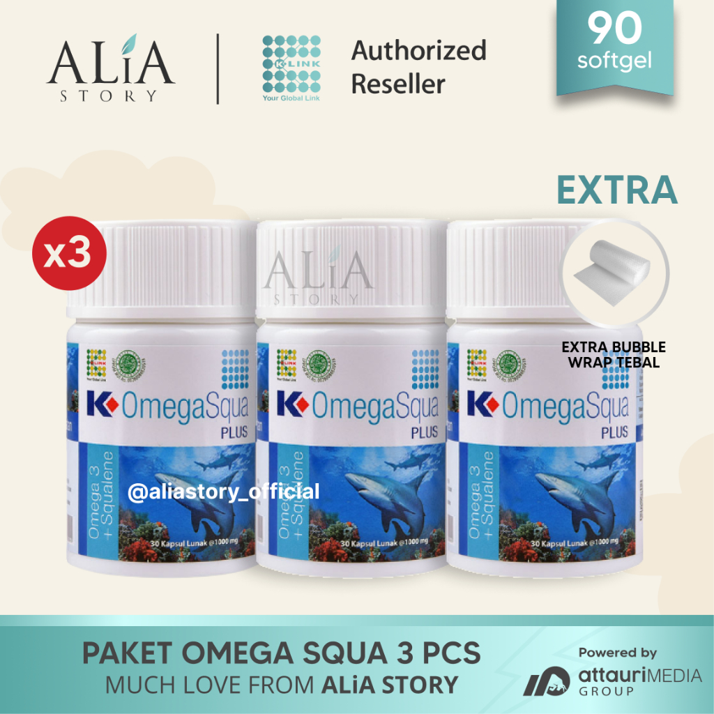 [Paket Hemat] K Omega Squa (3 pcs)  K Omega Squa Plus Original Squalene & Lecithin 1 Botol is 30 Sof