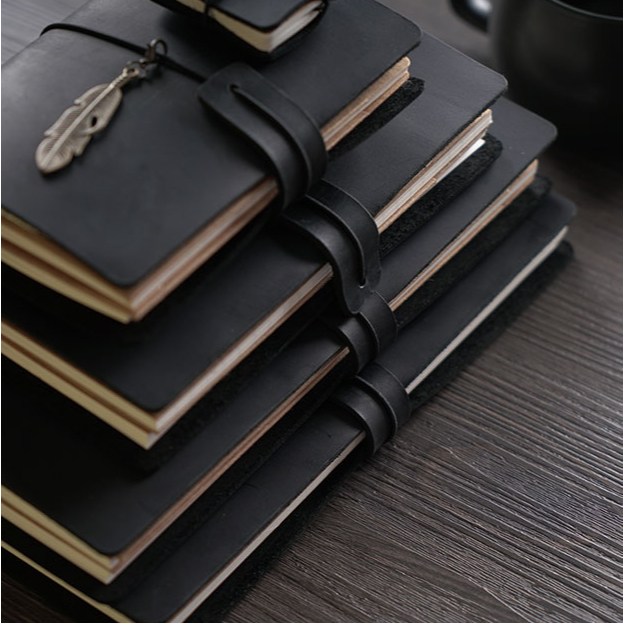 

BLACK VINTAGE HANDNOTE DIARY | BUKU CATTAN COVER KULIT | UK A6 | 72 & 108 LEMBAR