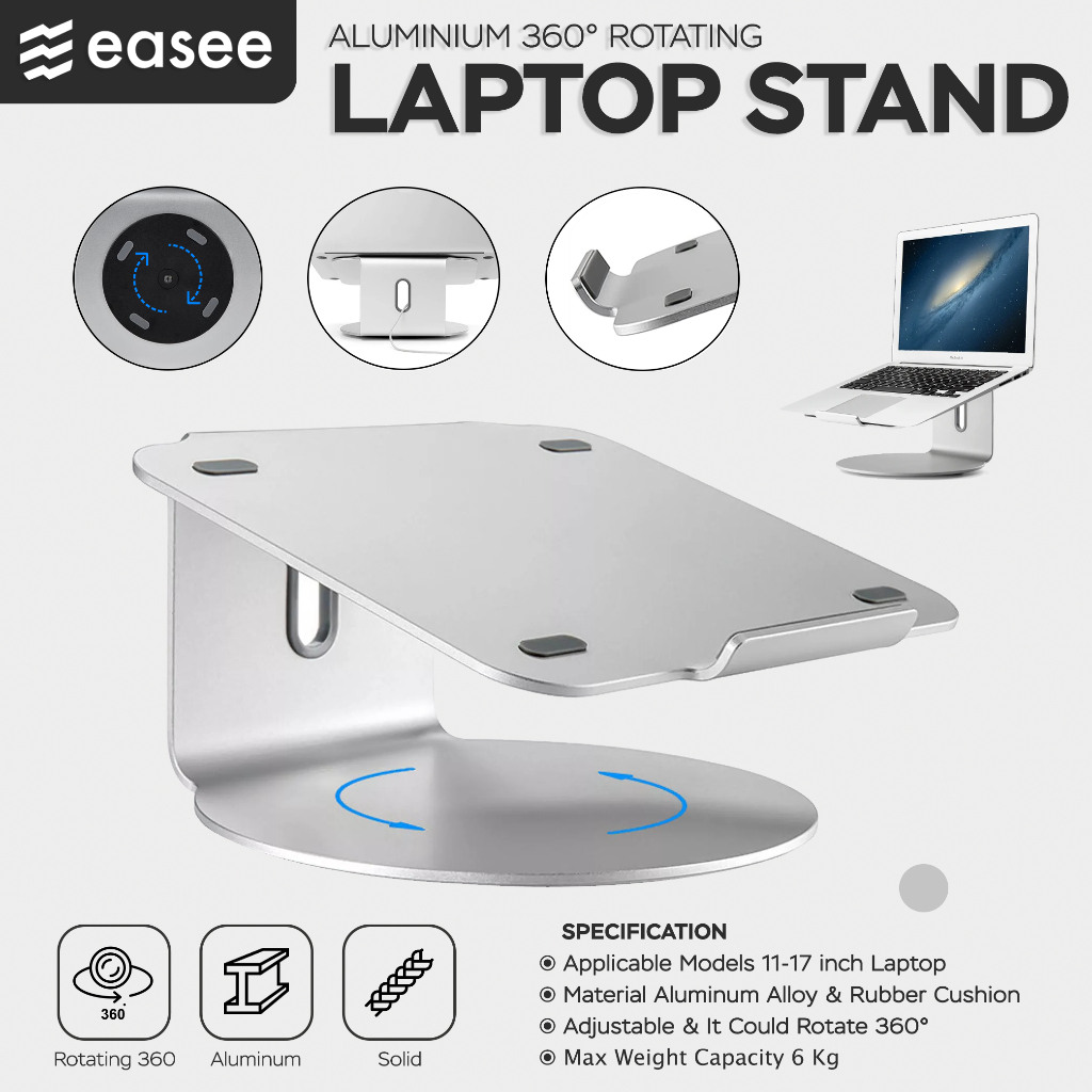 easee Laptop Stand Aluminium 360° Rotating / Macbook Stand / Alas Dudukan Laptop / Cooling Laptop