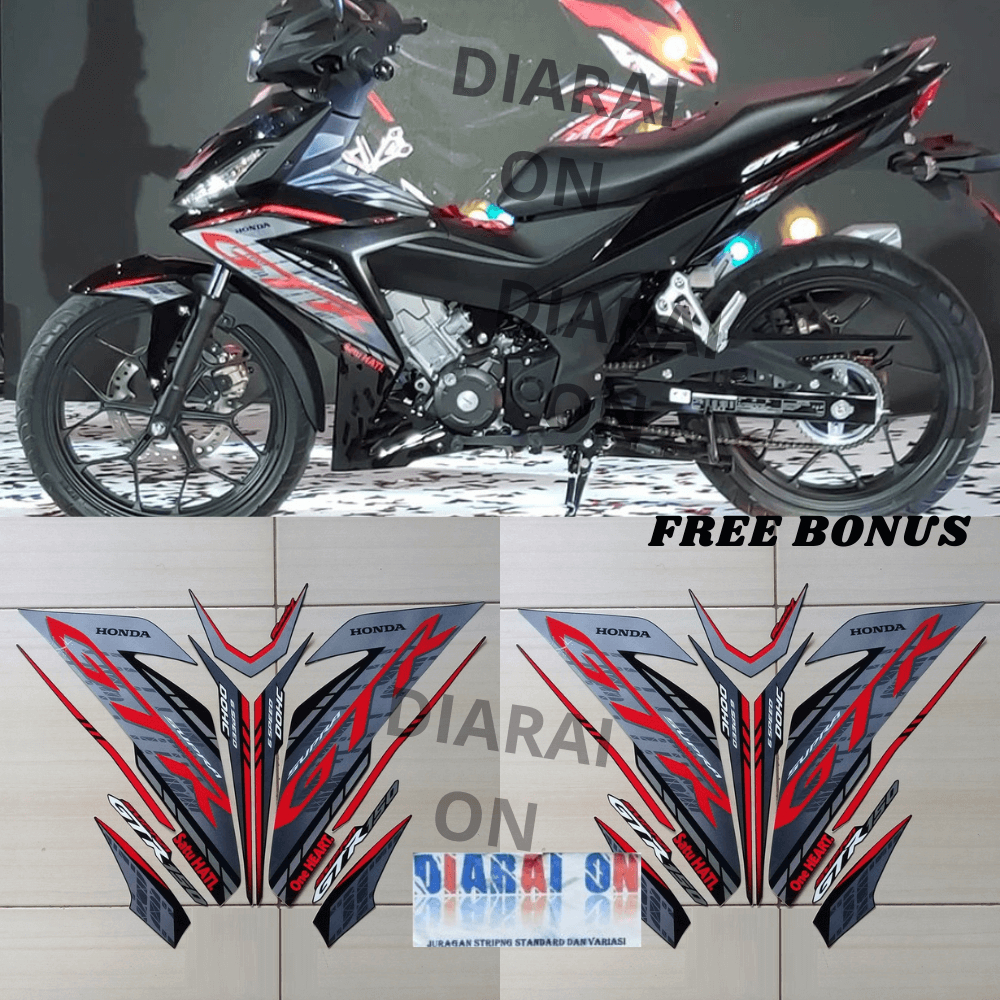 Striping Stiker Honda Supra 150 GTR 150 2019 Hitam Murah