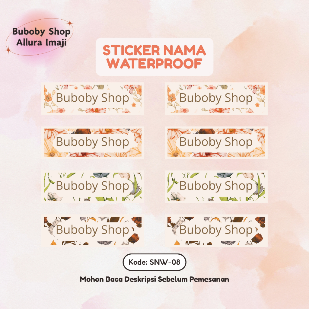 

Sticker Nama Waterproof SNW-08