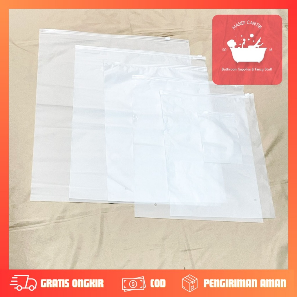 Zip Lock DOFF Transparan Kecil Sedang Besar / Plastik Zipper Lock / Zip Bag Transparan / Kantong Zip