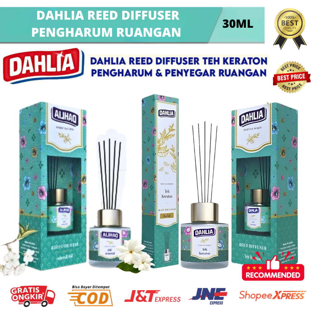 𝗕𝗘𝗔𝗨𝗧𝗜𝗘𝗦 -Reed Diffuser | Pengharum Ruangan Dahlia | DAHLIA REED DIFFUSER TEH KERATON 30ml
