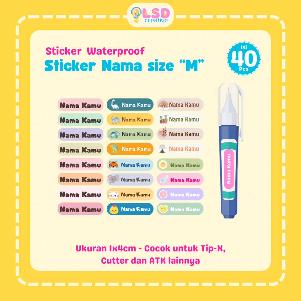 

LSD Size M Sticker Nama Waterproof Anti Air